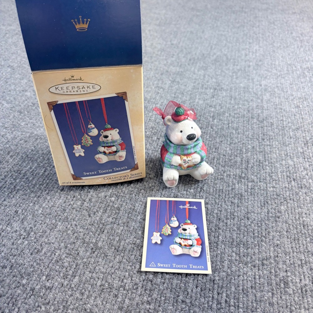 Hallmark Keepsake Sweet Tooth Treats 2002 Polar Bear Porcelain Ornament QX8193 - Picture 1 of 6